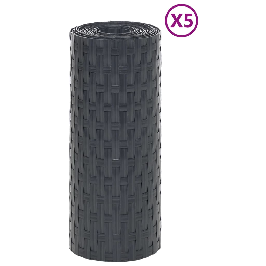 Balcony Screens 5 pcs Anthracite 255x19 cm Poly Rattan