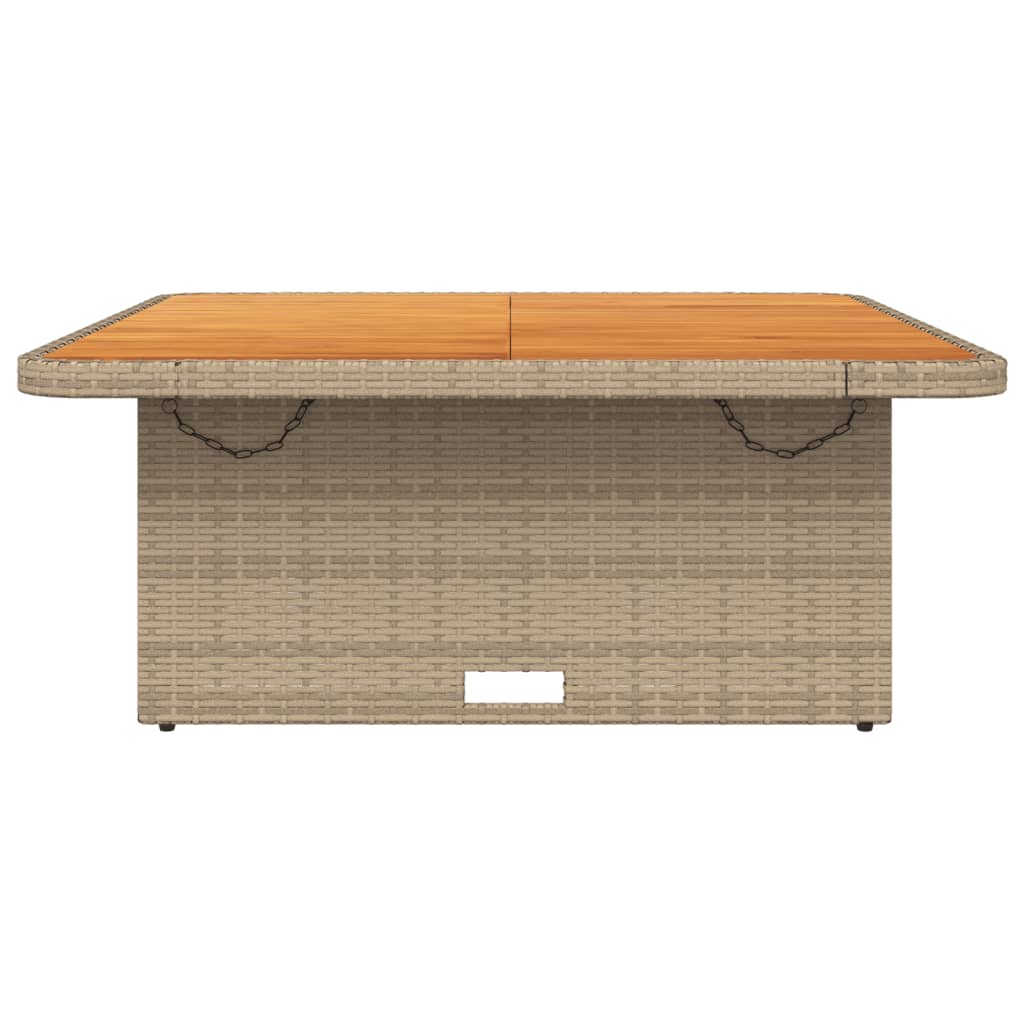Garden Table Beige 110x110x71 cm Poly Rattan and Acacia Wood
