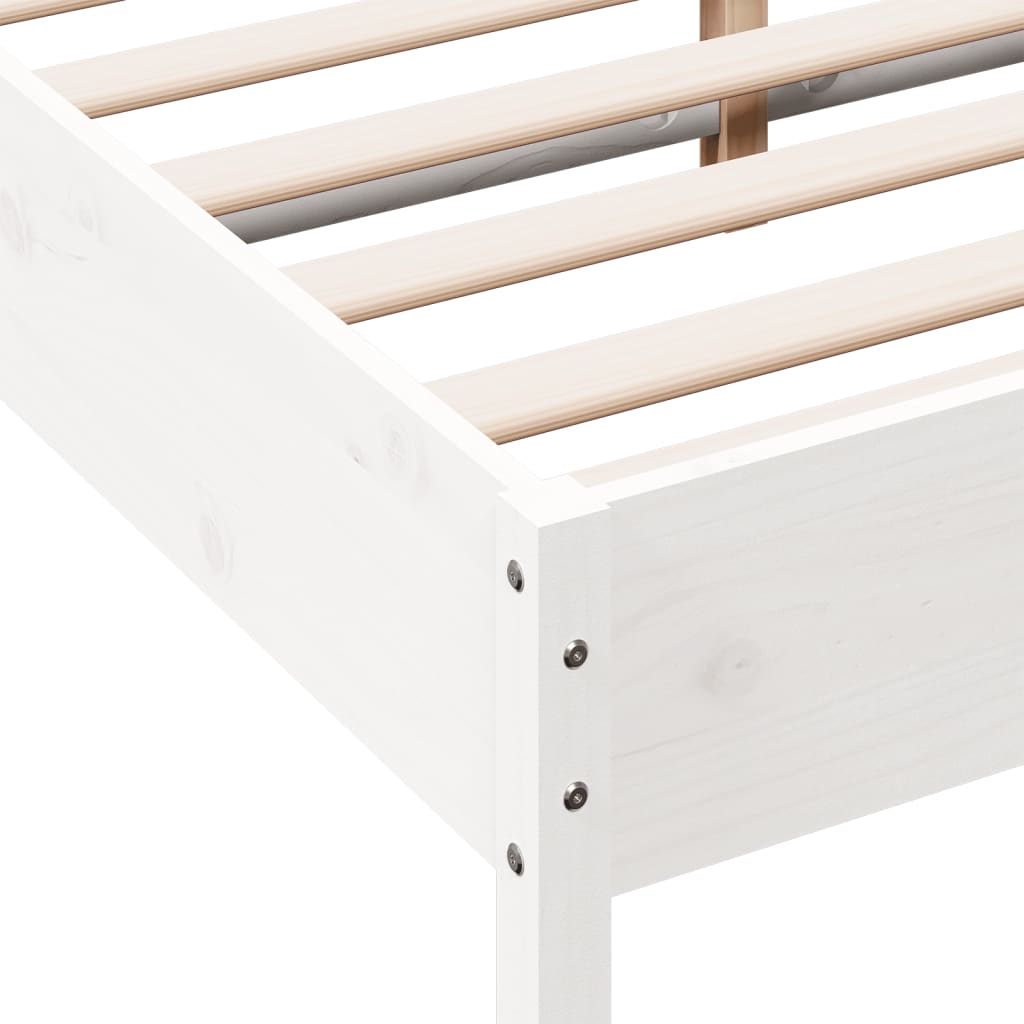Bed Frame without Mattress White 120x200 cm Solid Wood Pine