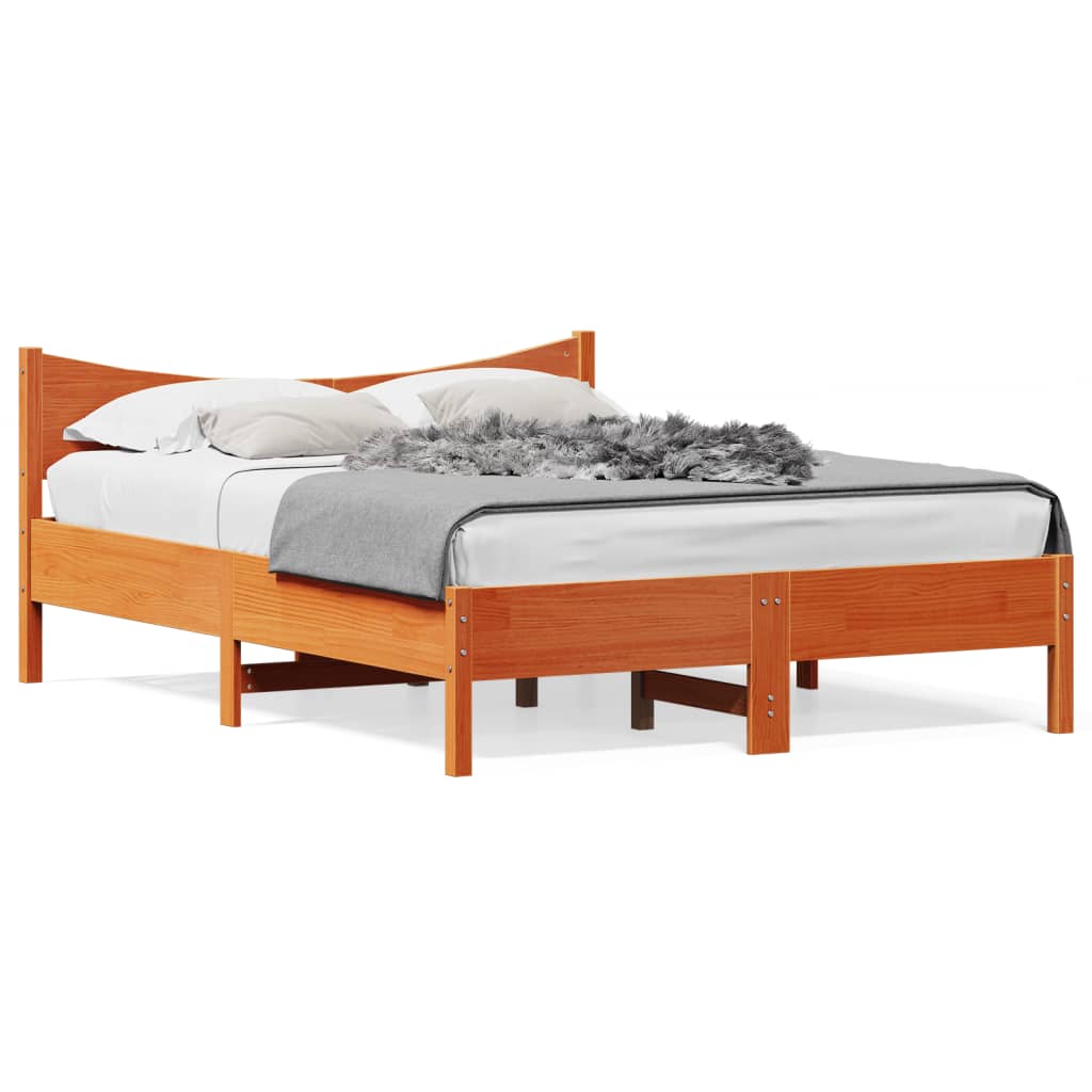 Bed Frame without Mattress Wax Brown 120x190 cm Small Double Solid Wood Pine