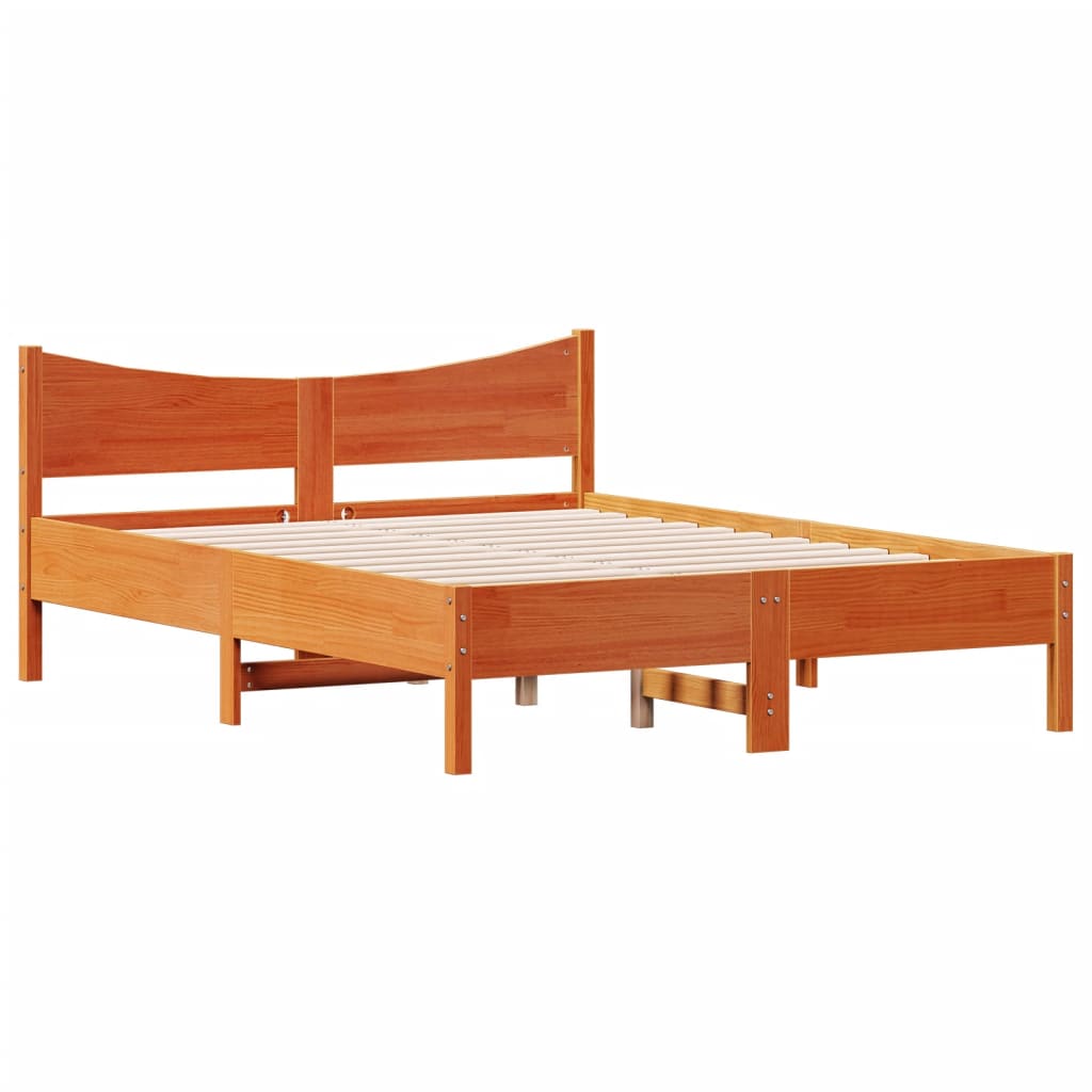 Bed Frame without Mattress Wax Brown 120x190 cm Small Double Solid Wood Pine
