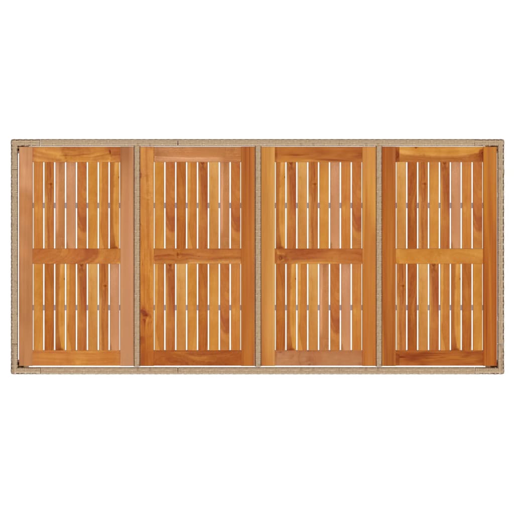 Garden Table Beige 190x90x75 cm Poly Rattan Acacia Wood