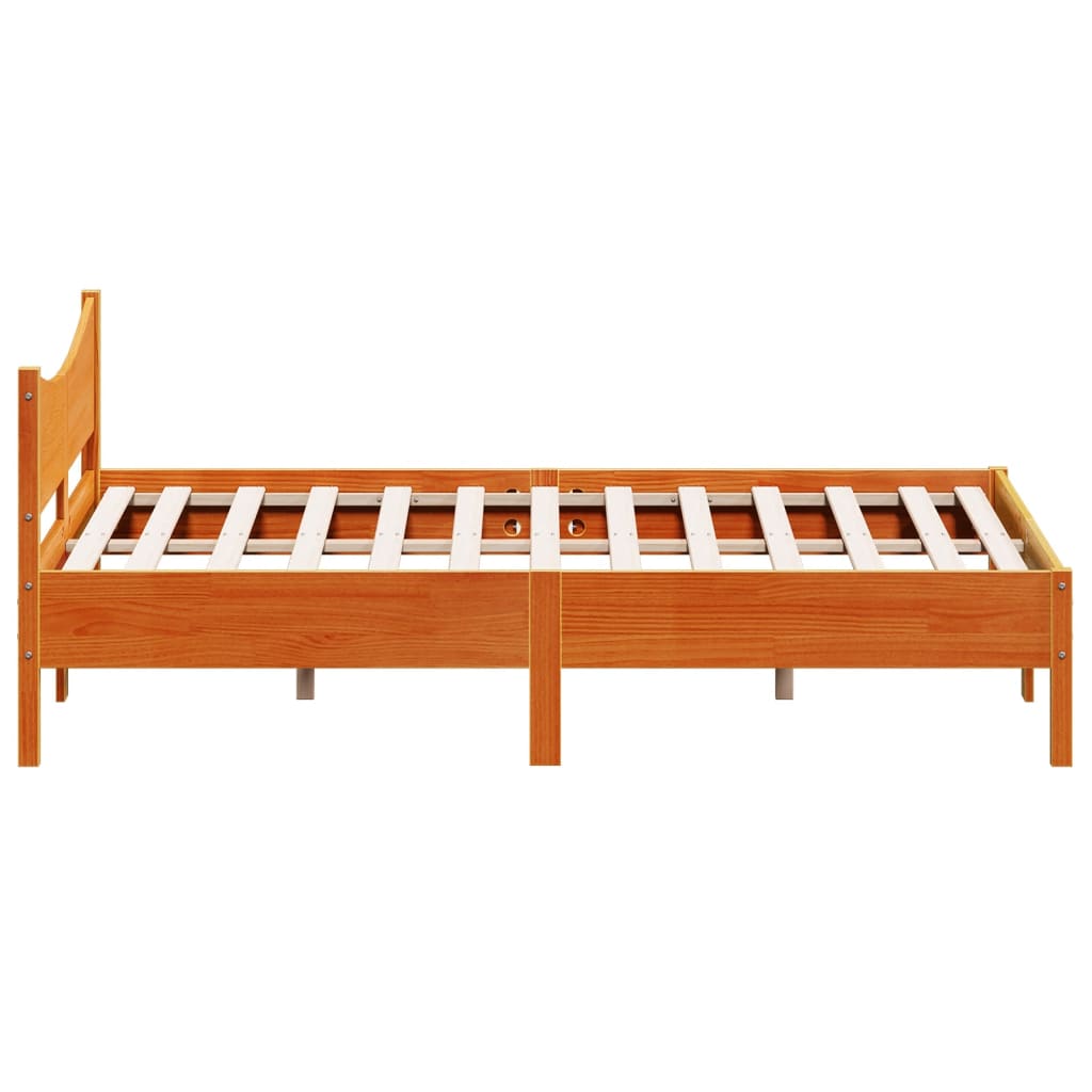 Bed Frame without Mattress Wax Brown 150x200 cm King Size Solid Wood Pine