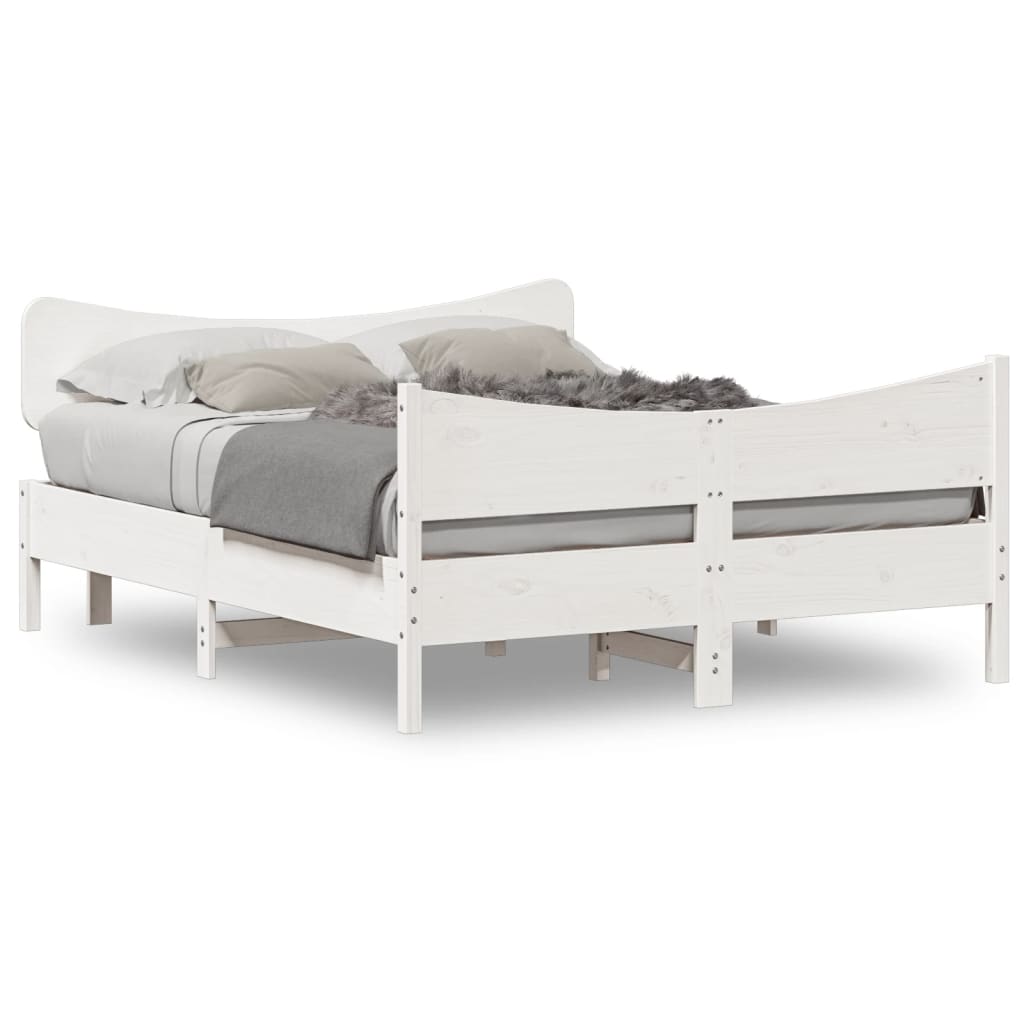 Bed Frame without Mattress White 140x190 cm Solid Wood Pine