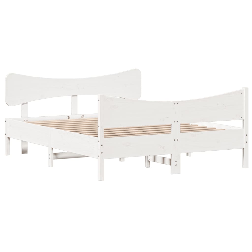 Bed Frame without Mattress White 140x190 cm Solid Wood Pine