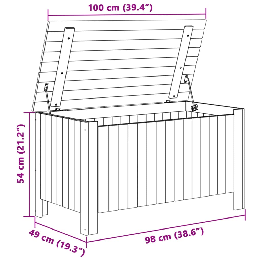 Storage Box with Lid RANA 100x49x54 cm Solid Wood Pine