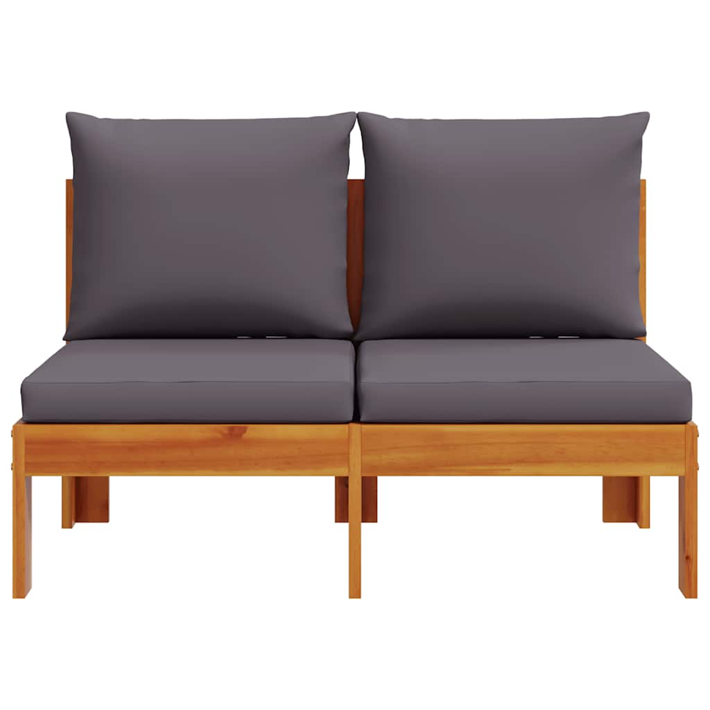 Garden Sofa Armless with Cushions 2-Seater Solid Wood Acacia