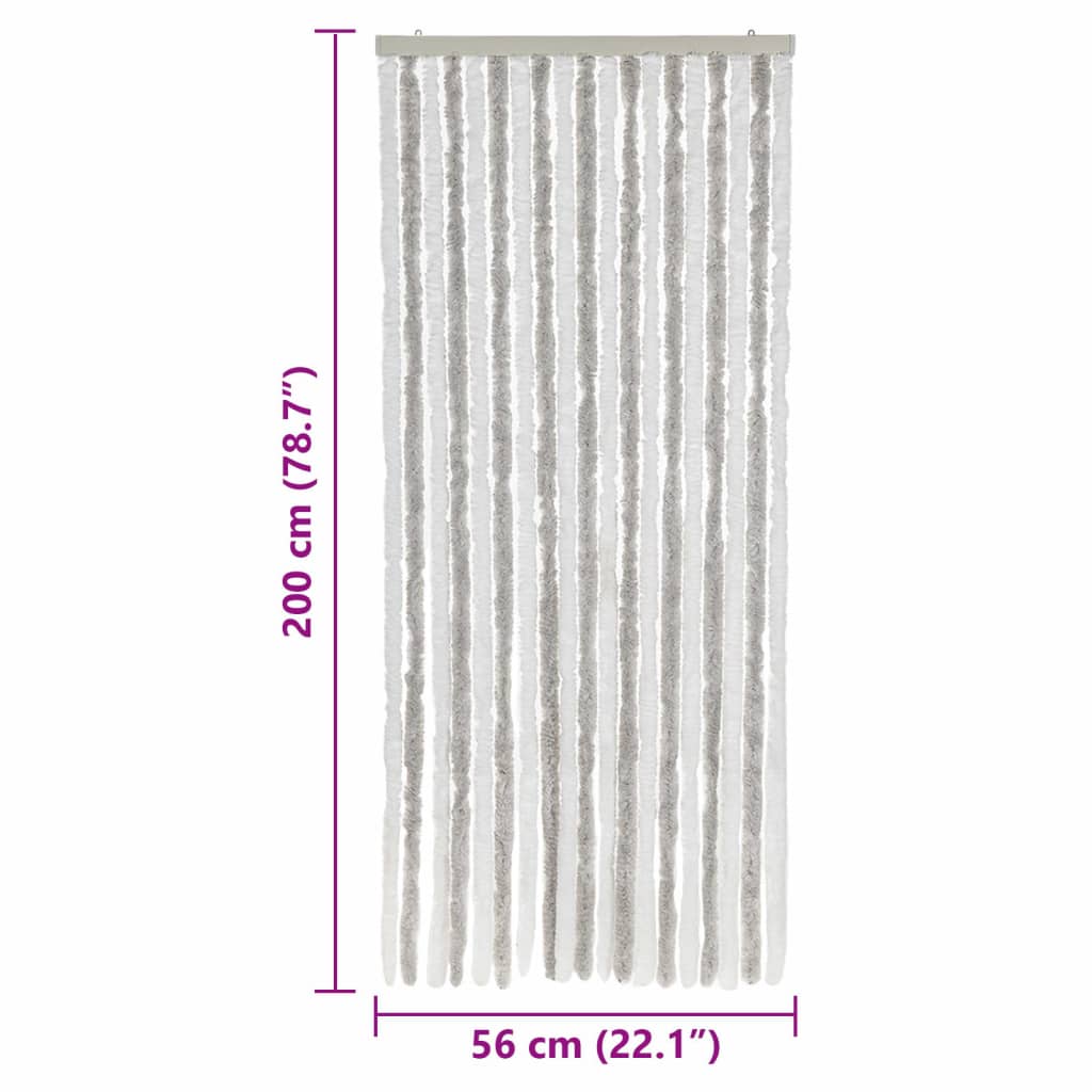 Fly Curtain Light Grey and White 56x200 cm Chenille