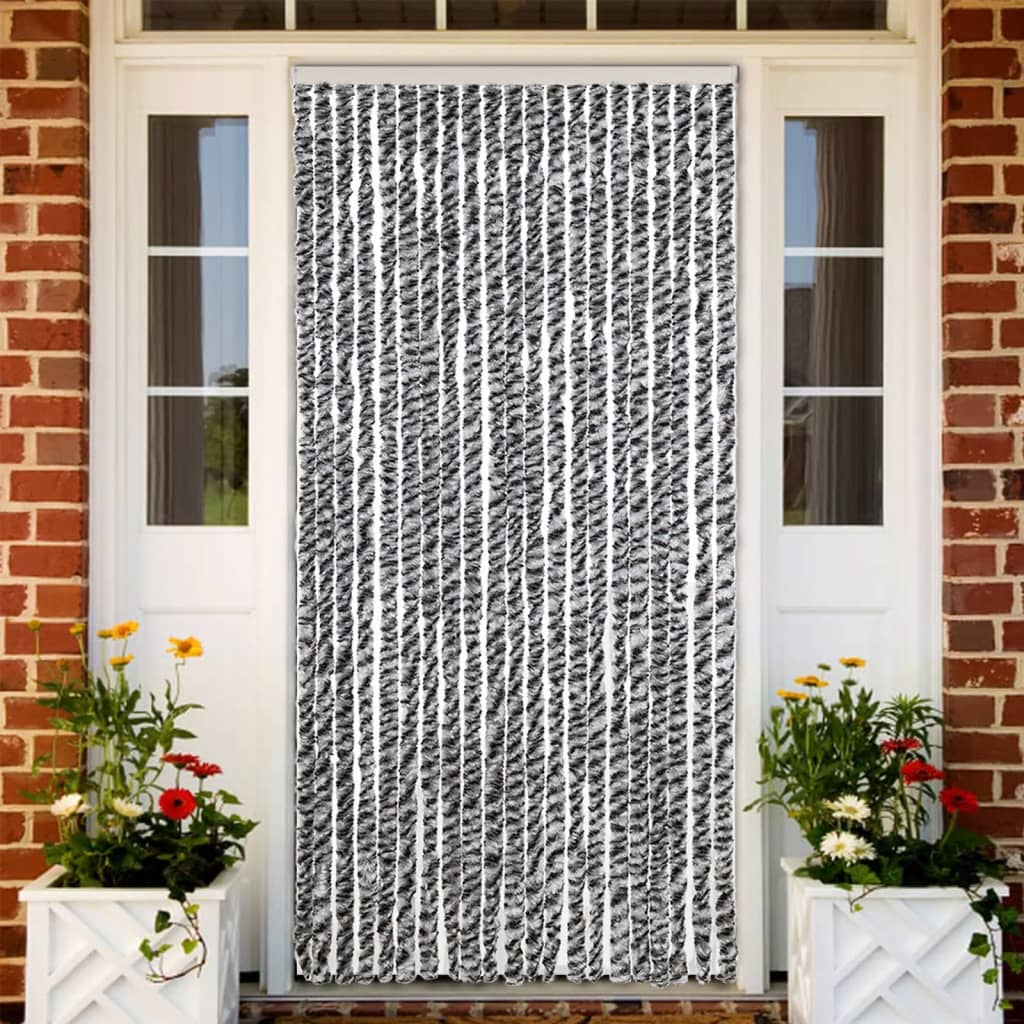 Fly Curtain Grey and Black and White 90x200 cm Chenille