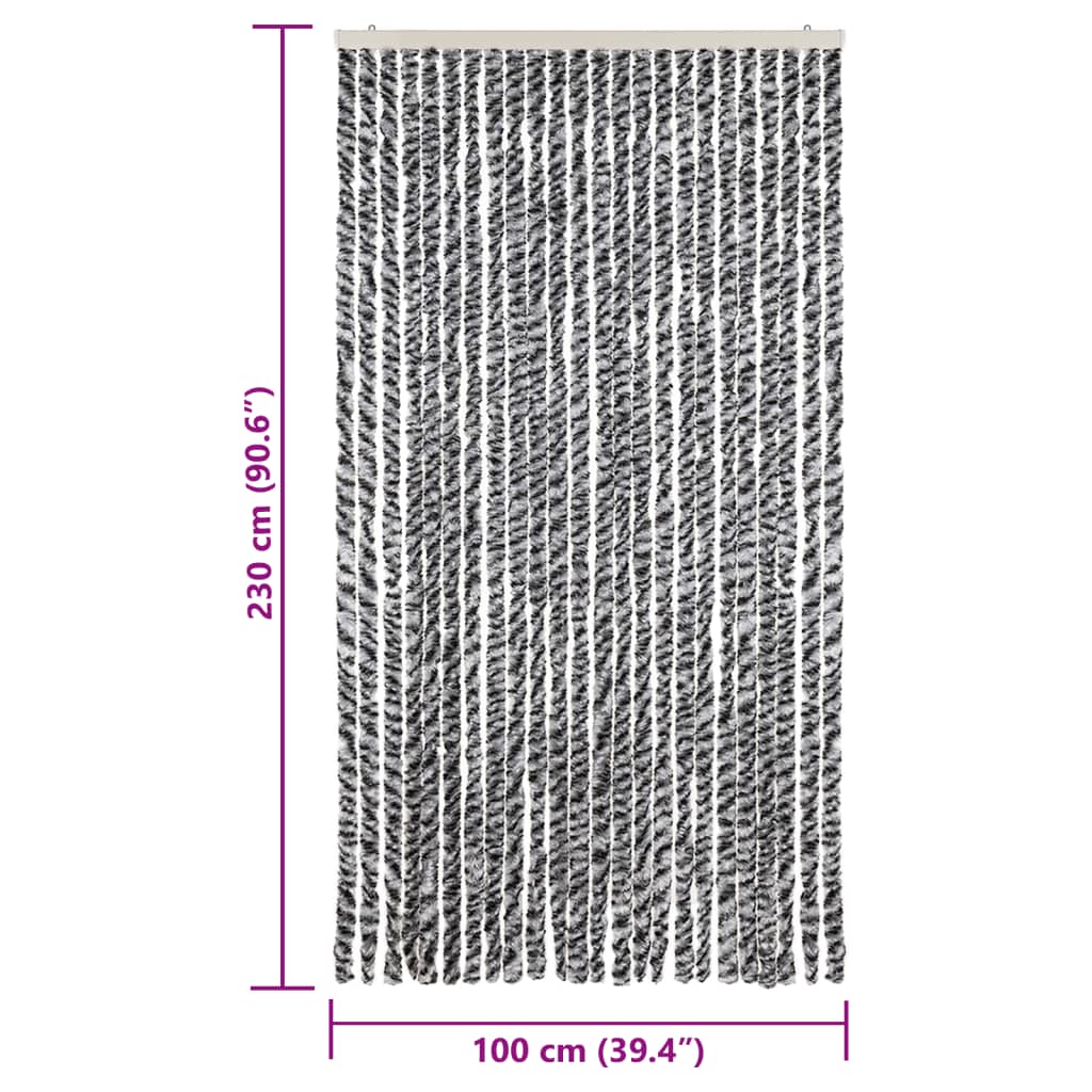 Fly Curtain Grey and Black and White 100x230 cm Chenille