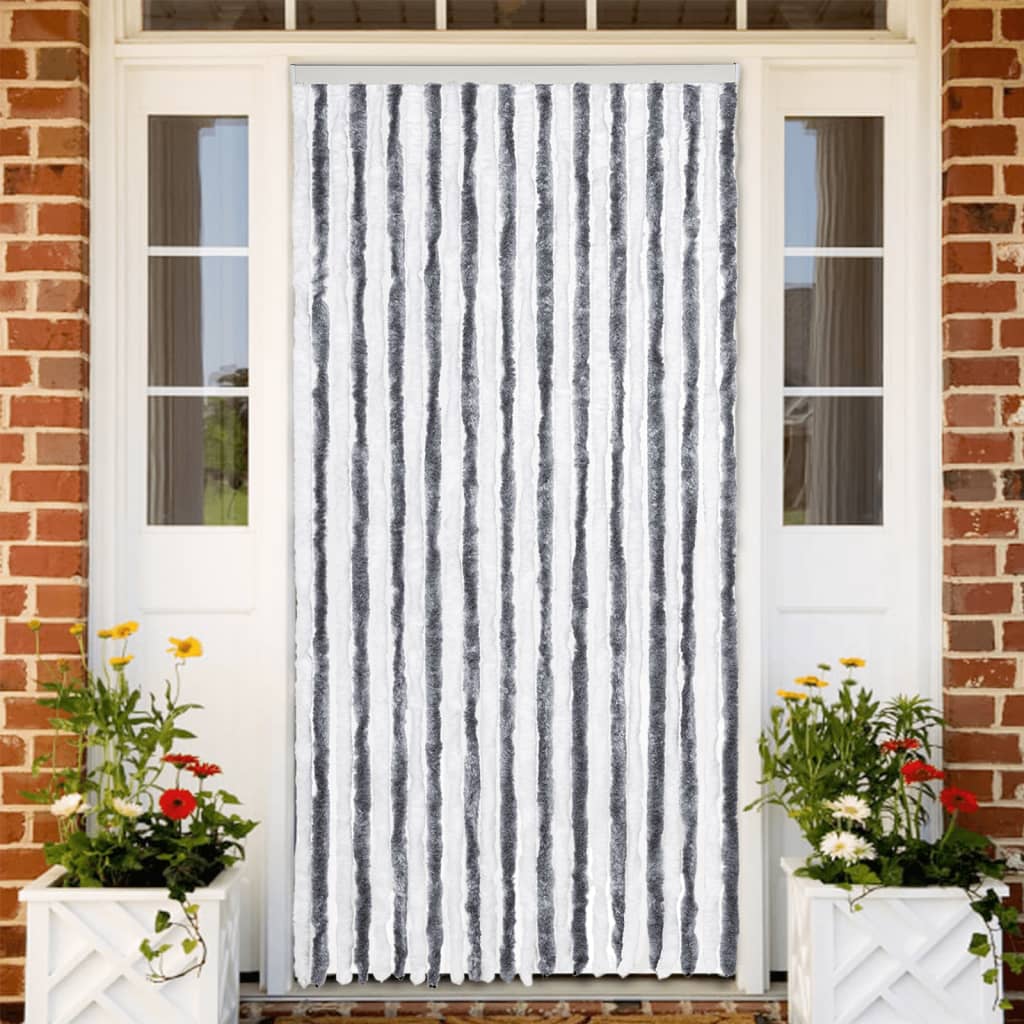 Fly Curtain Grey and White 100x230 cm Chenille