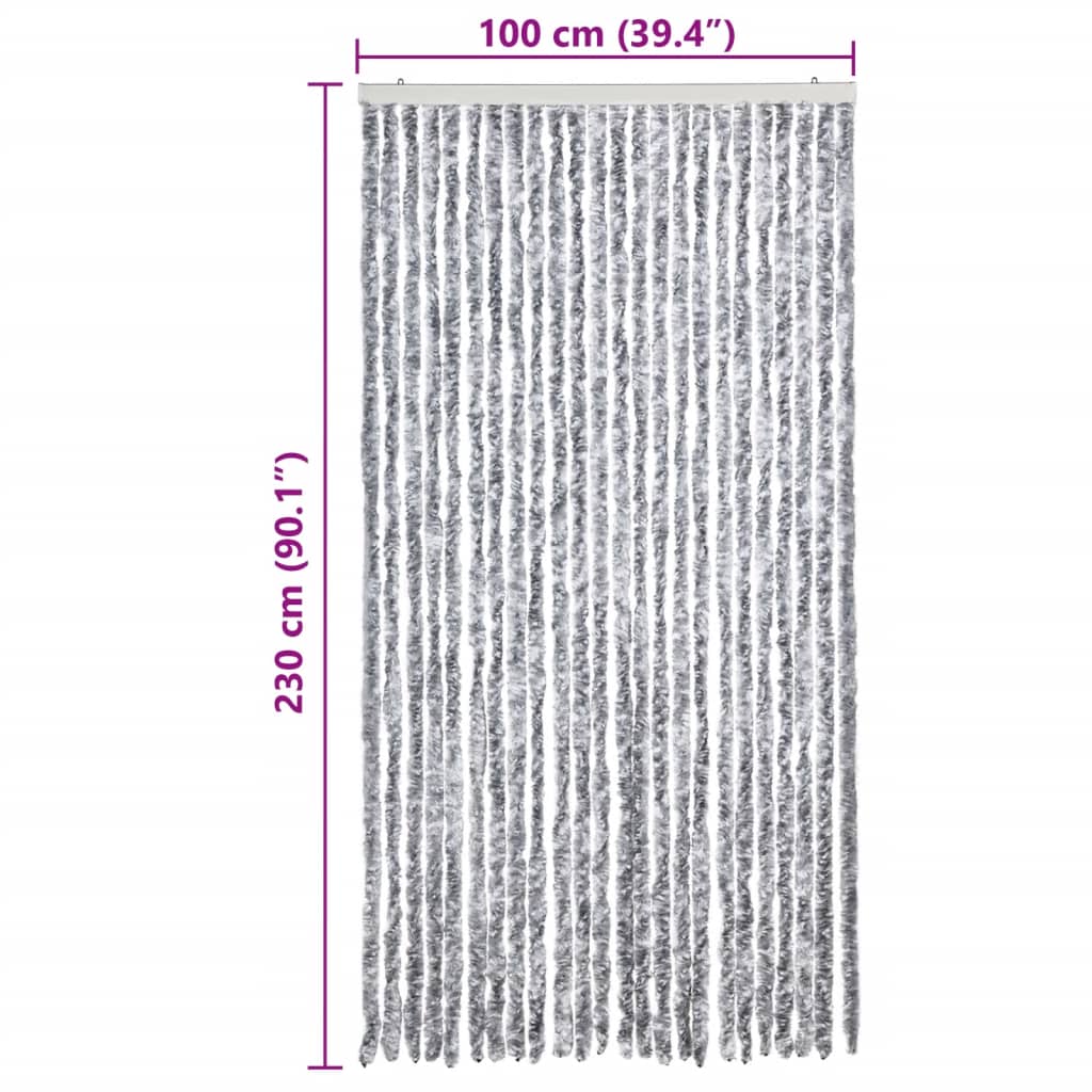 Fly Curtain White and Grey 100x230 cm Chenille