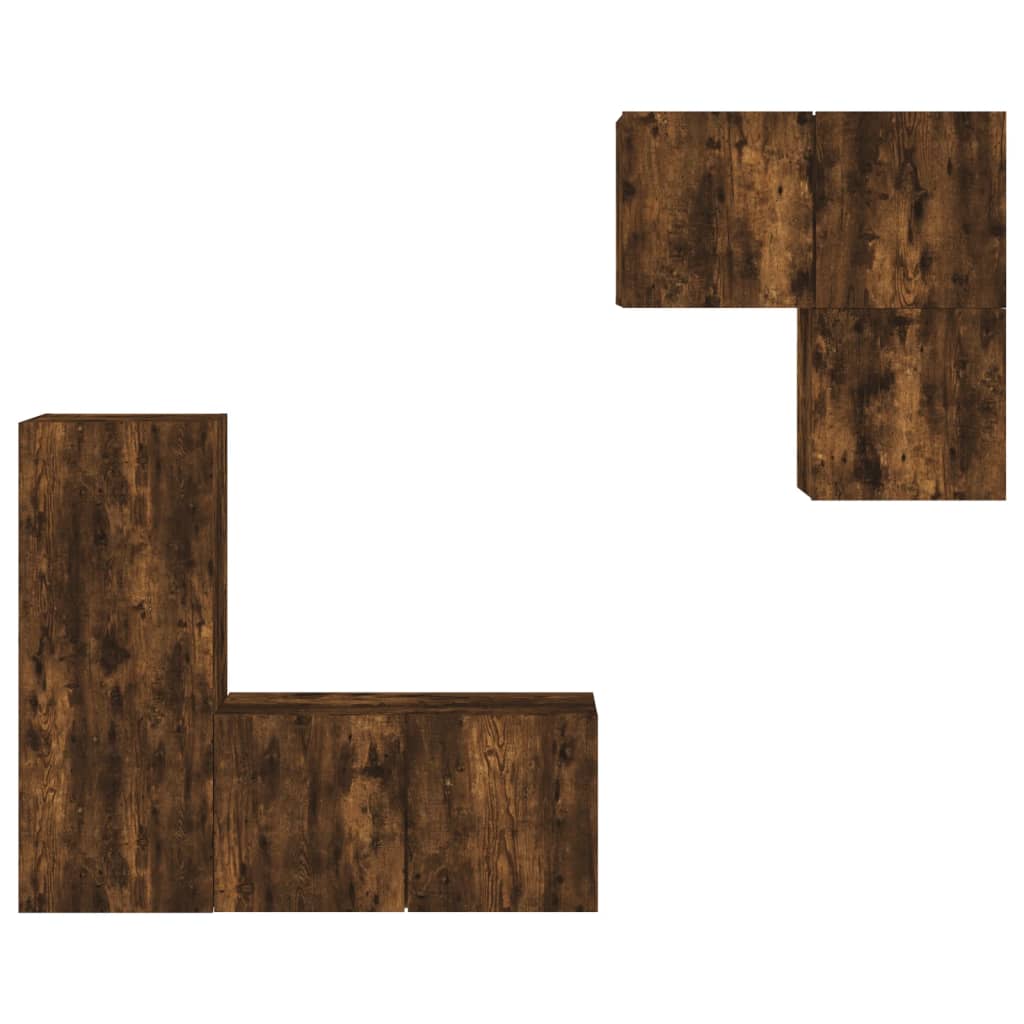 4 Piece TV Wall Units Smoked Oak Engineered Wood
