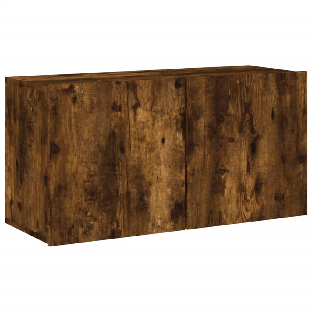 4 Piece TV Wall Units Smoked Oak Engineered Wood