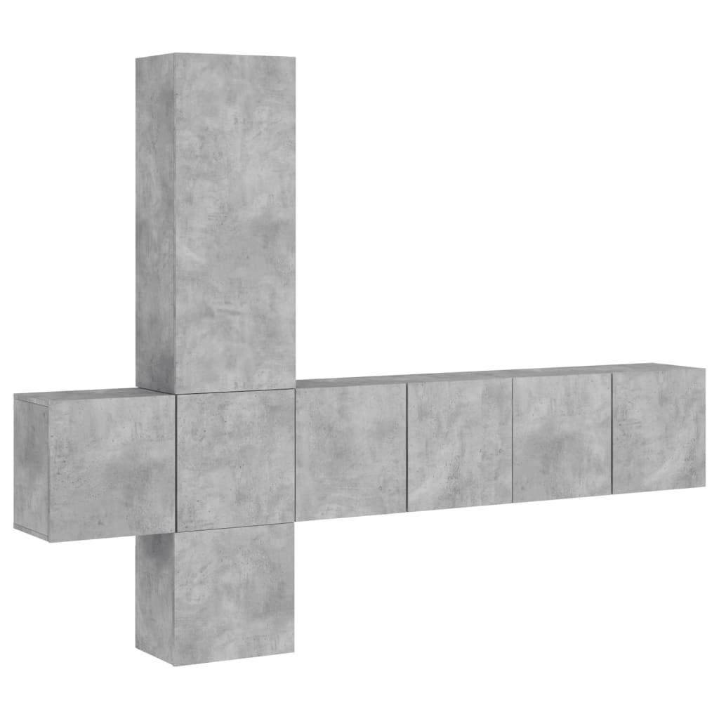 5 Piece TV Wall Units Concrete Grey Engineered Wood