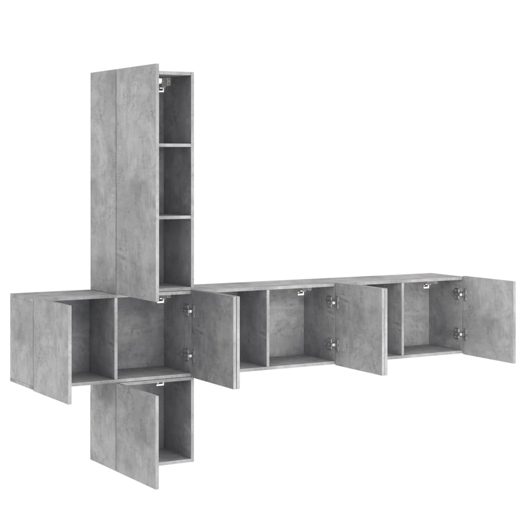 5 Piece TV Wall Units Concrete Grey Engineered Wood