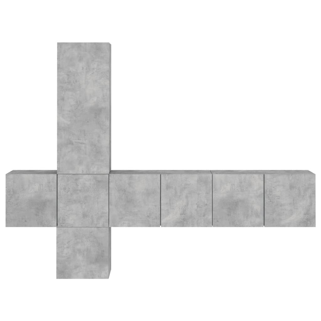 5 Piece TV Wall Units Concrete Grey Engineered Wood
