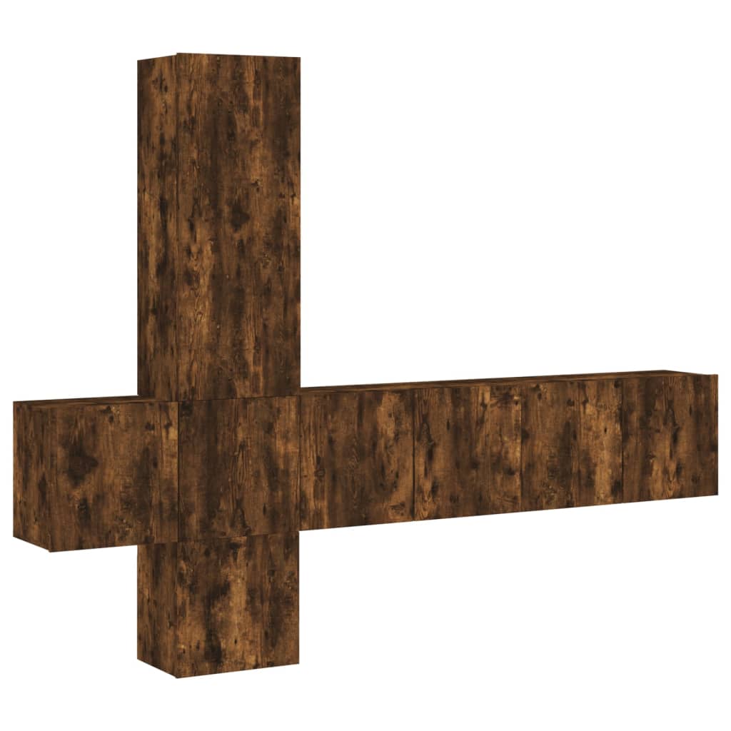 5 Piece TV Wall Units Smoked Oak Engineered Wood