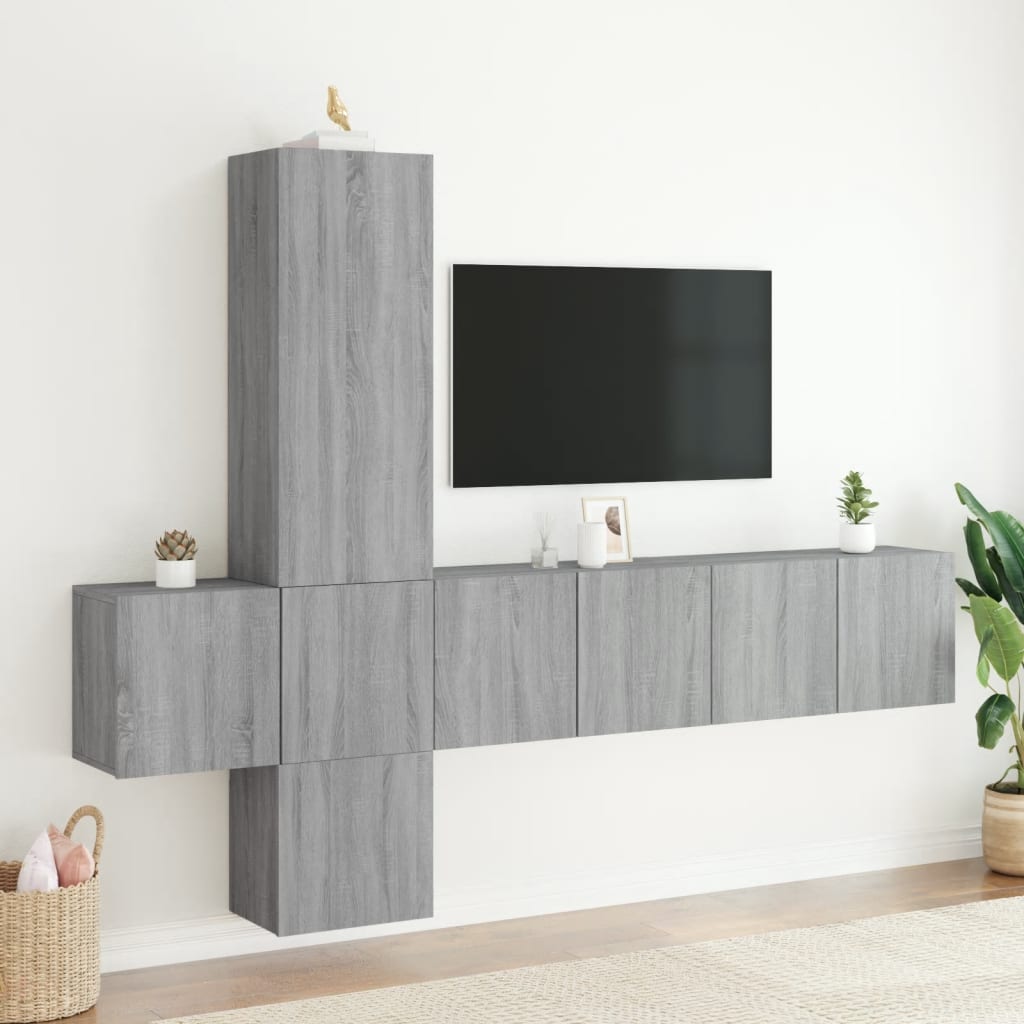 5 Piece TV Wall Units Grey Sonoma Engineered Wood