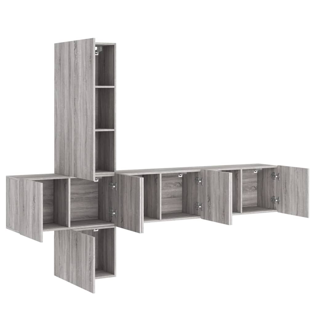 5 Piece TV Wall Units Grey Sonoma Engineered Wood