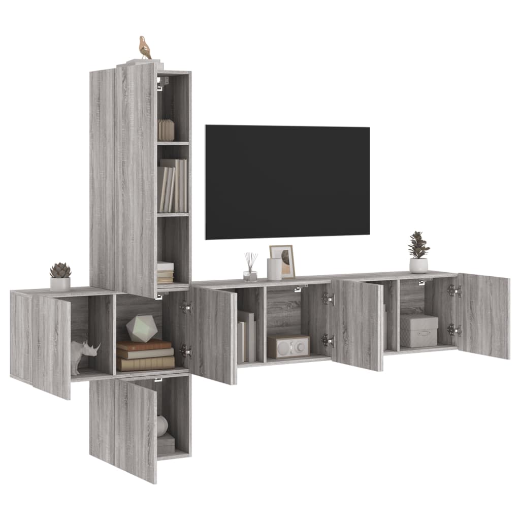 5 Piece TV Wall Units Grey Sonoma Engineered Wood