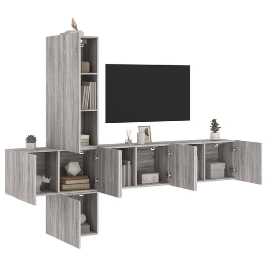 5 Piece TV Wall Units Grey Sonoma Engineered Wood