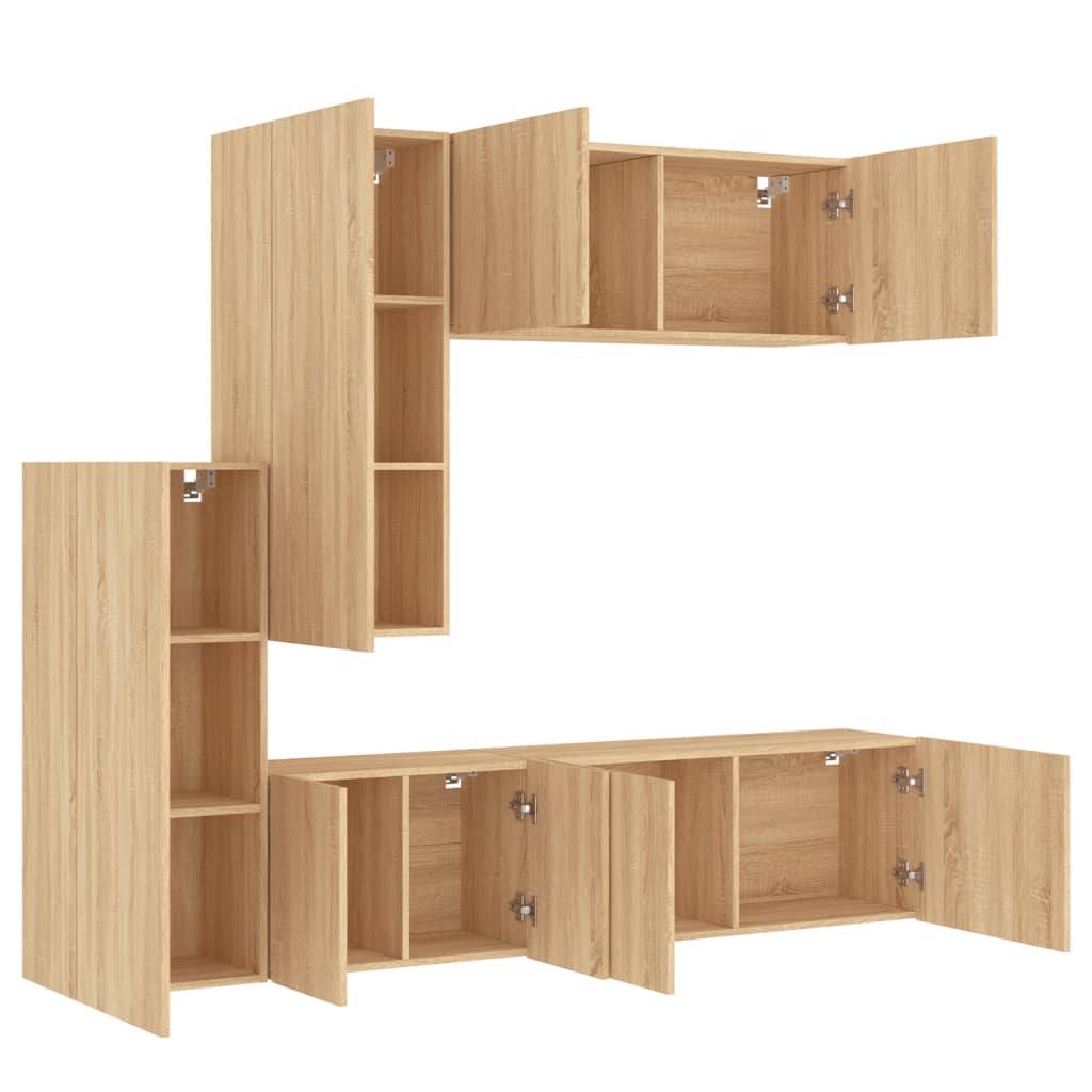 5 Piece TV Wall Units Sonoma Oak Engineered Wood