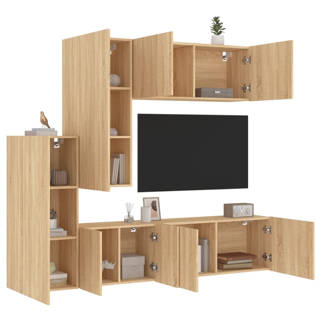 5 Piece TV Wall Units Sonoma Oak Engineered Wood