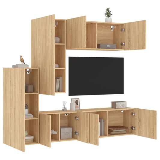 5 Piece TV Wall Units Sonoma Oak Engineered Wood