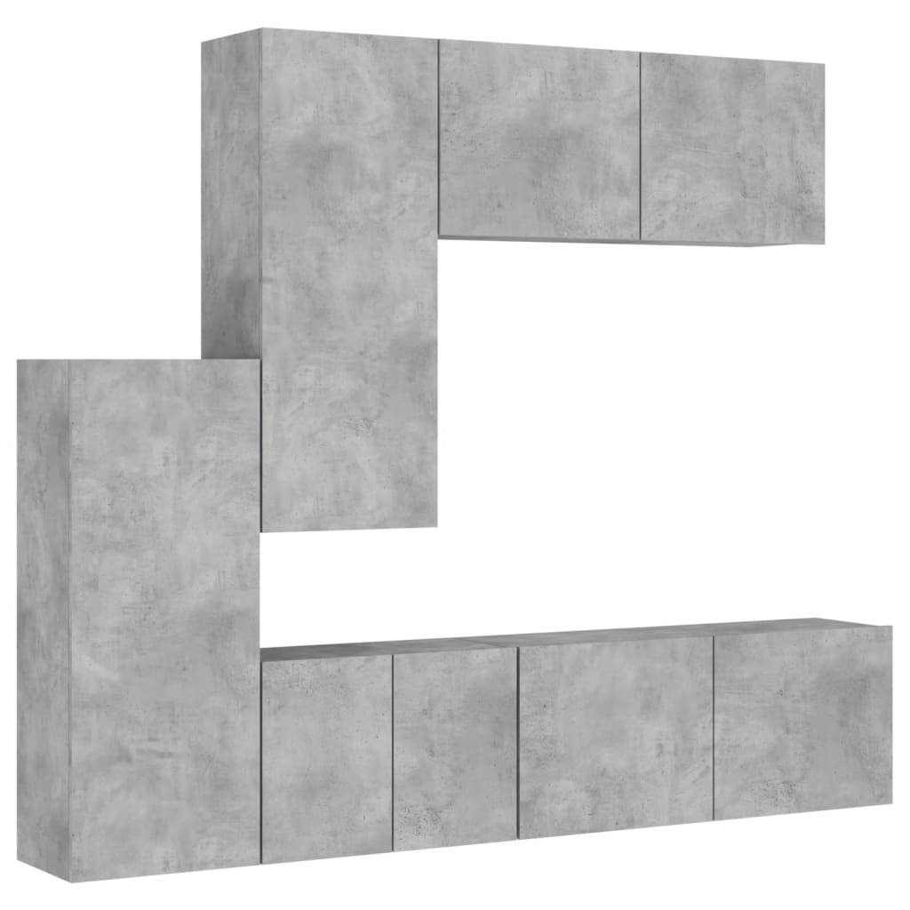 5 Piece TV Wall Units Concrete Grey Engineered Wood