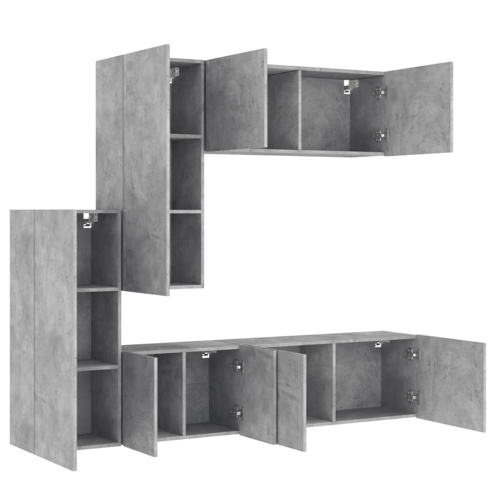 5 Piece TV Wall Units Concrete Grey Engineered Wood