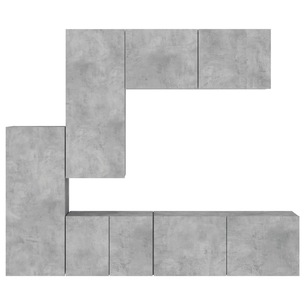 5 Piece TV Wall Units Concrete Grey Engineered Wood