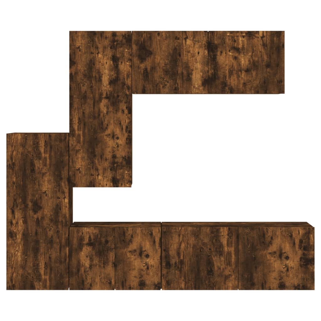5 Piece TV Wall Units Smoked Oak Engineered Wood
