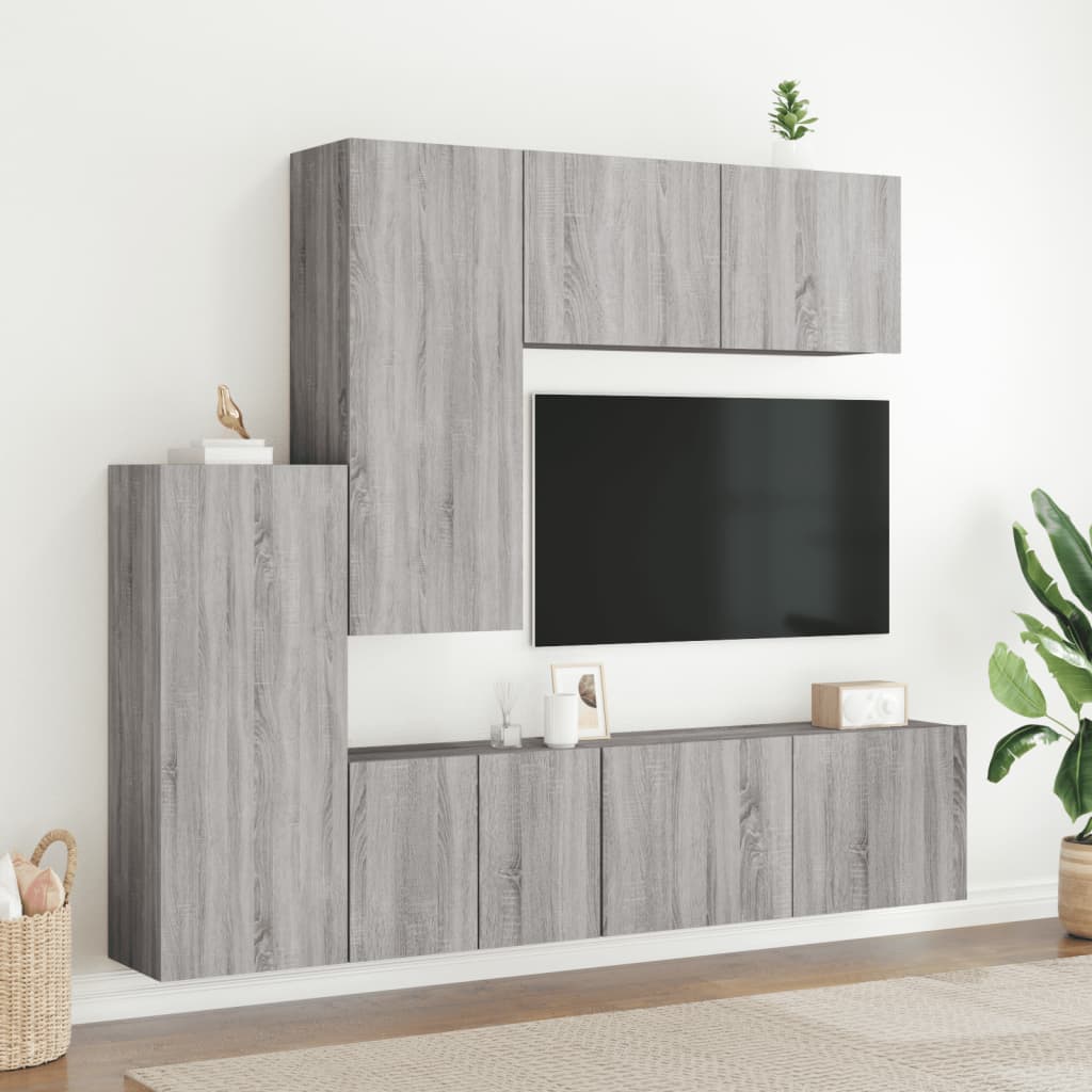 5 Piece TV Wall Units Grey Sonoma Engineered Wood