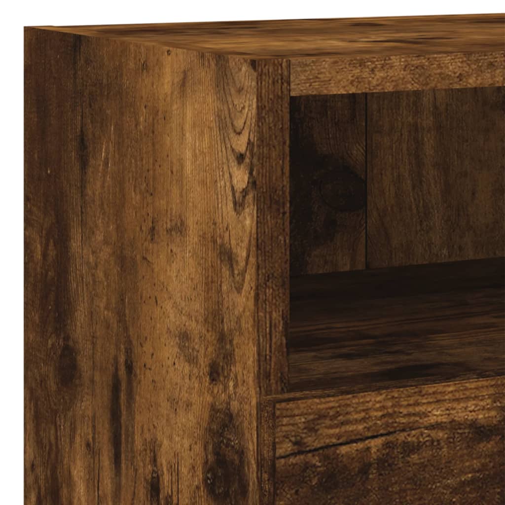 4 Piece TV Wall Units Smoked Oak Engineered Wood