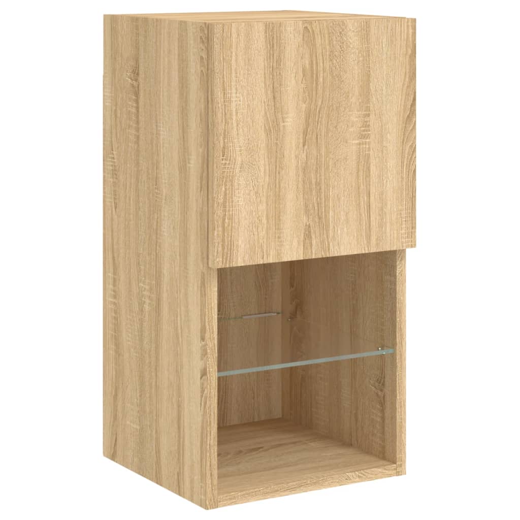 4 Piece TV Wall Cabinets with LED Lights Sonoma Oak