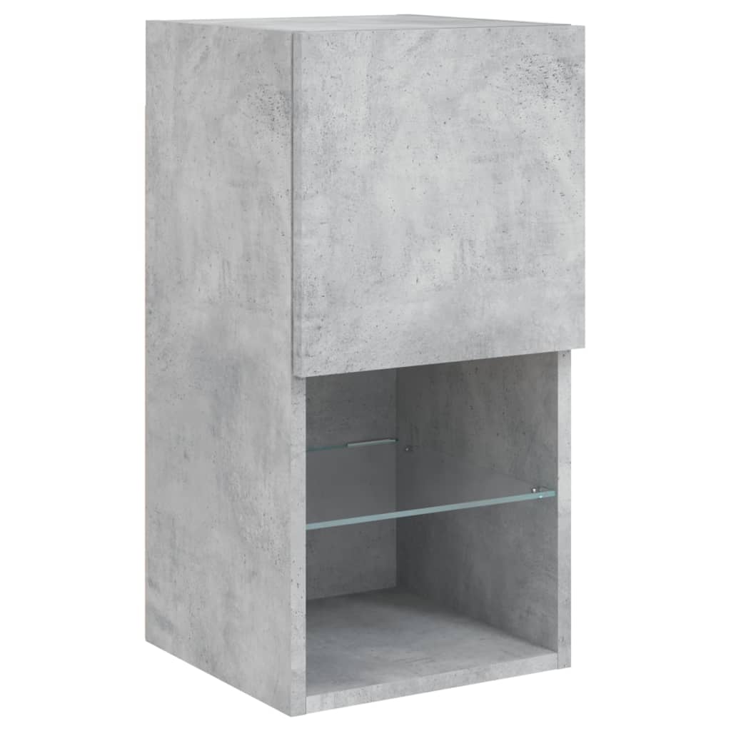 4 Piece TV Wall Cabinets with LED Lights Concrete Grey