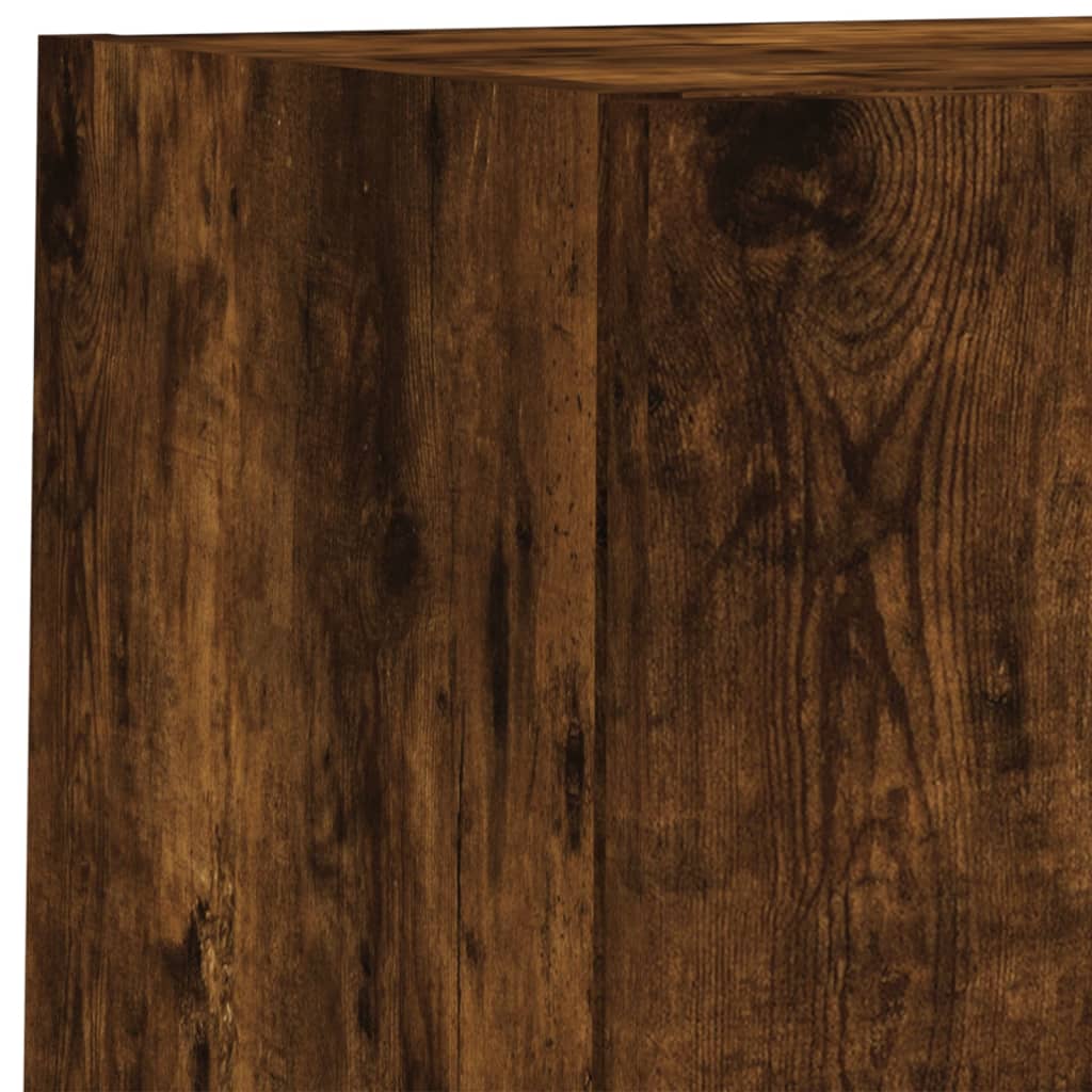 4 Piece TV Wall Cabinets with LED Lights Smoked Oak