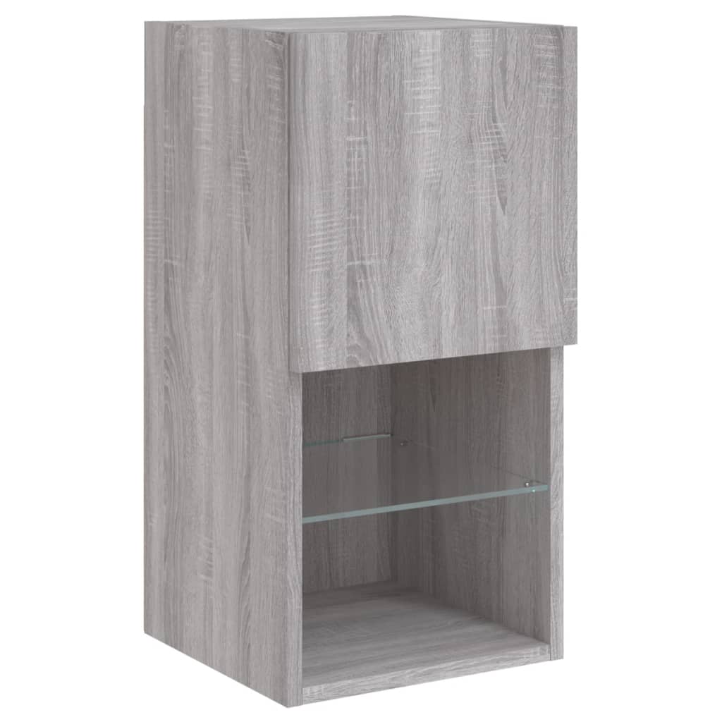 4 Piece TV Wall Cabinets with LED Lights Grey Sonoma