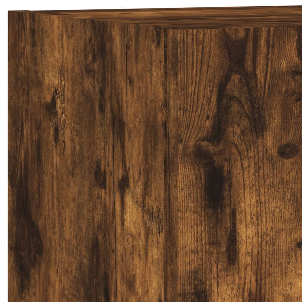 4 Piece TV Wall Cabinets with LED Lights Smoked Oak