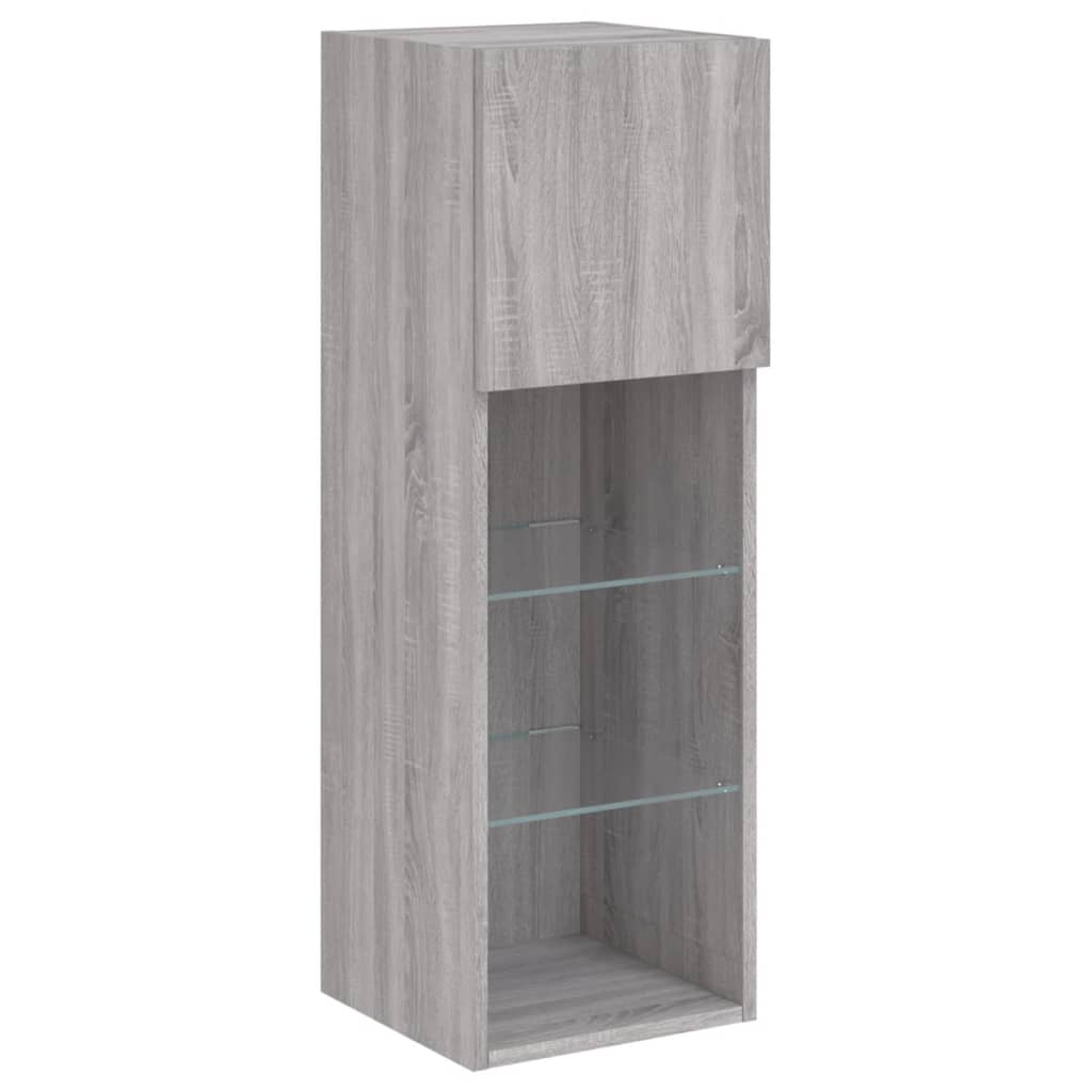 5 Piece TV Wall Units with LED Grey Sonoma Engineered Wood