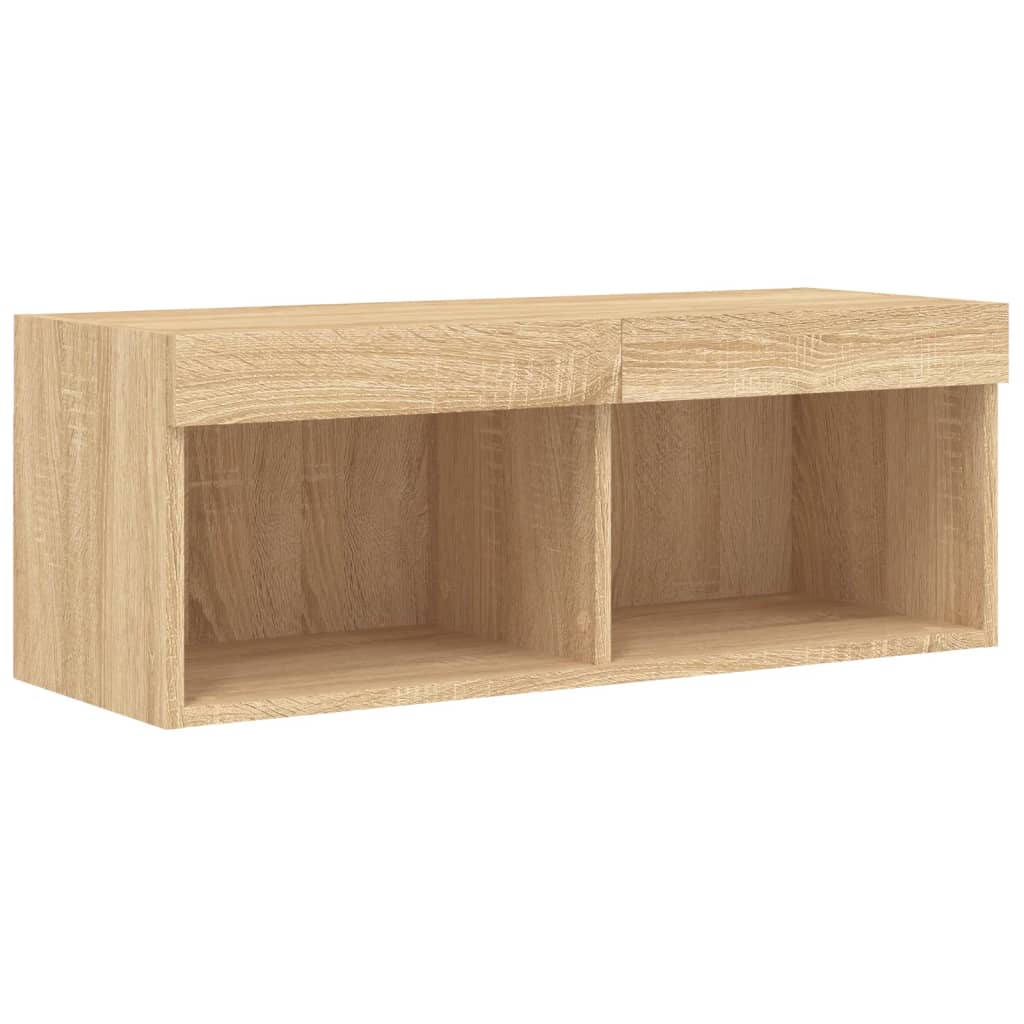 4 Piece TV Wall Units with LED Sonoma Oak Engineered Wood