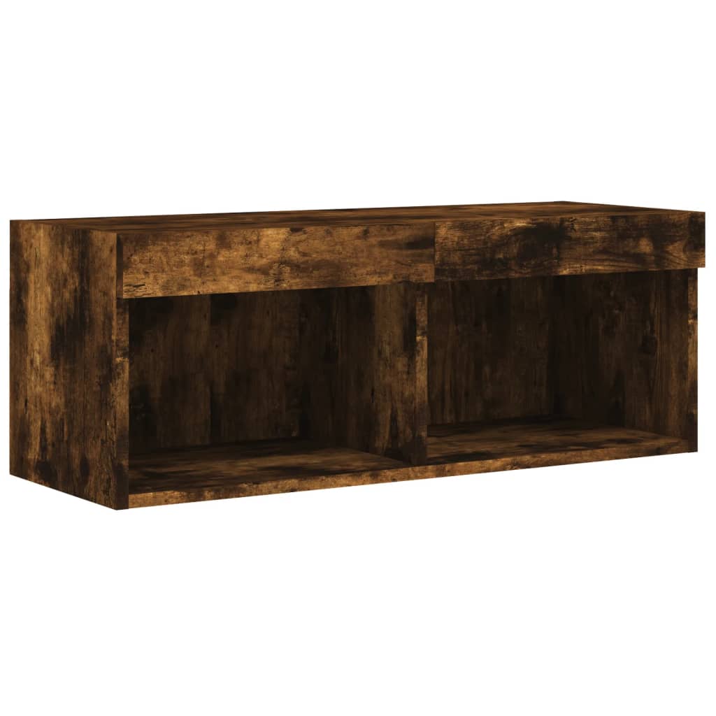 4 Piece TV Wall Units with LED Smoked Oak Engineered Wood