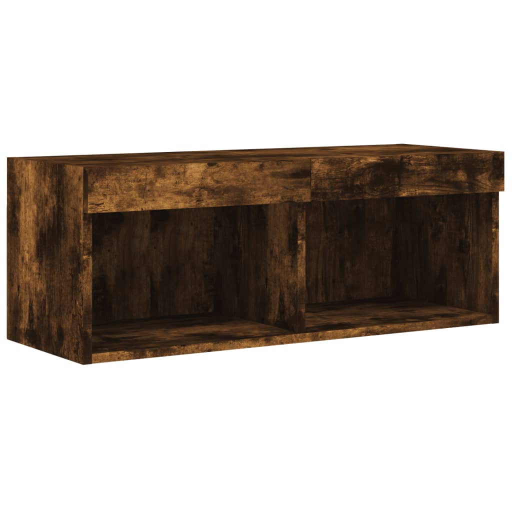 4 Piece TV Wall Units with LED Smoked Oak Engineered Wood