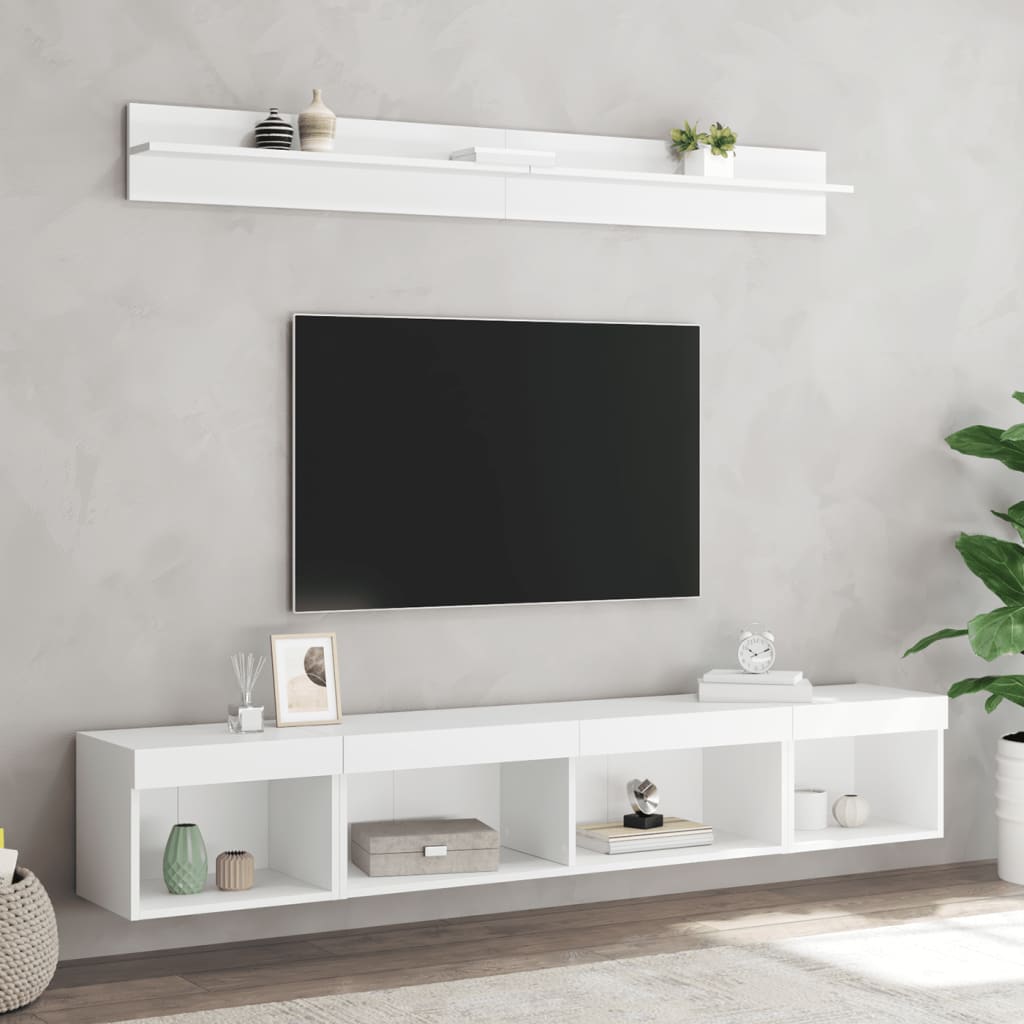 5 Piece TV Wall Units with LED White Engineered Wood