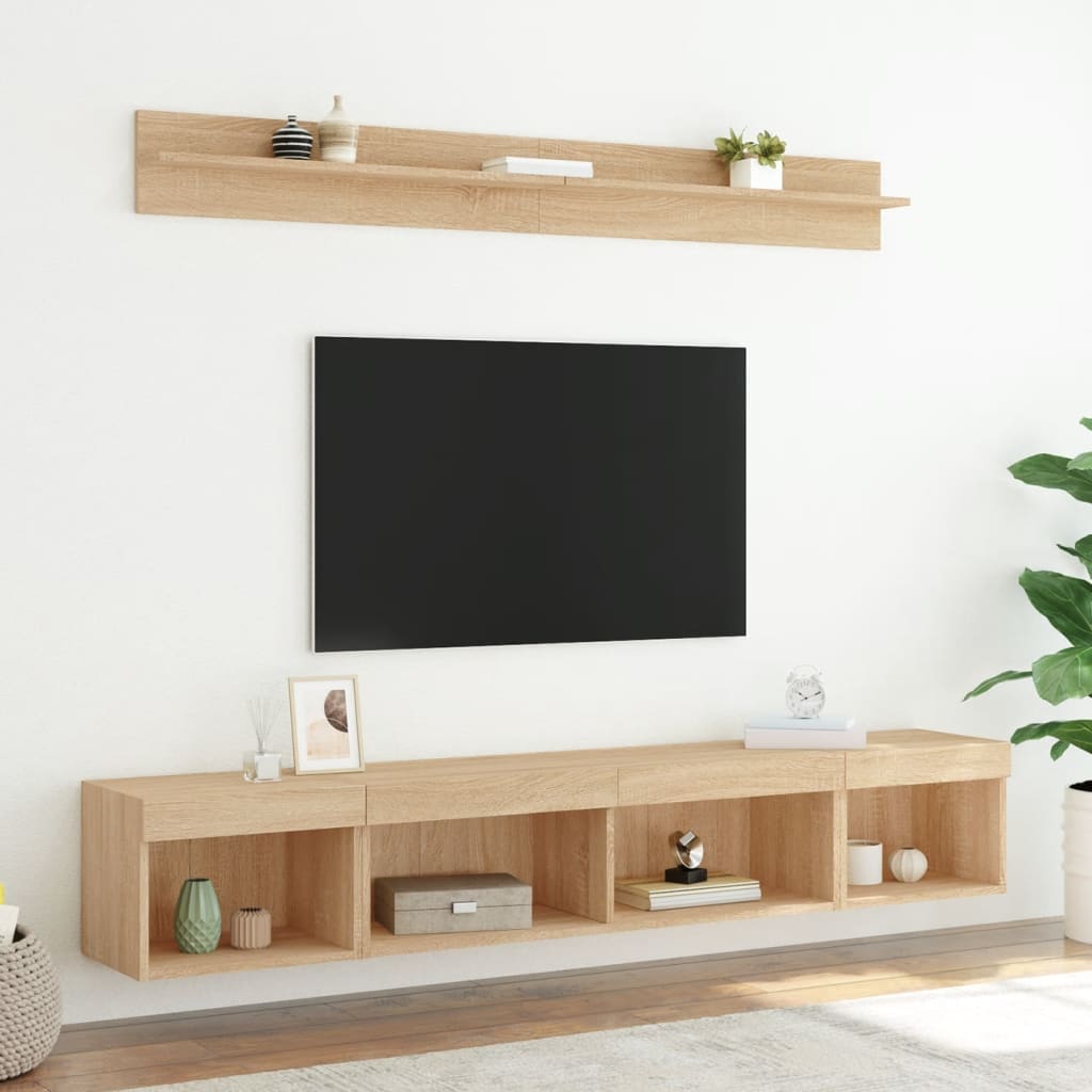 5 Piece TV Wall Units with LED Sonoma Oak Engineered Wood