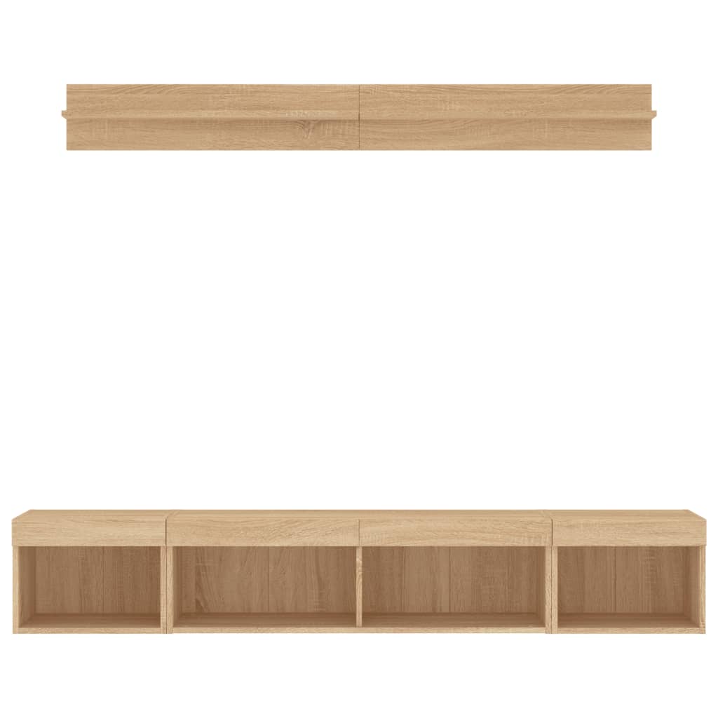 5 Piece TV Wall Units with LED Sonoma Oak Engineered Wood