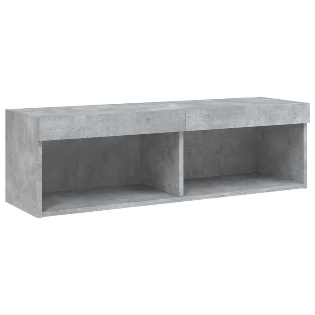 5 Piece TV Wall Units with LED Concrete Grey Engineered Wood