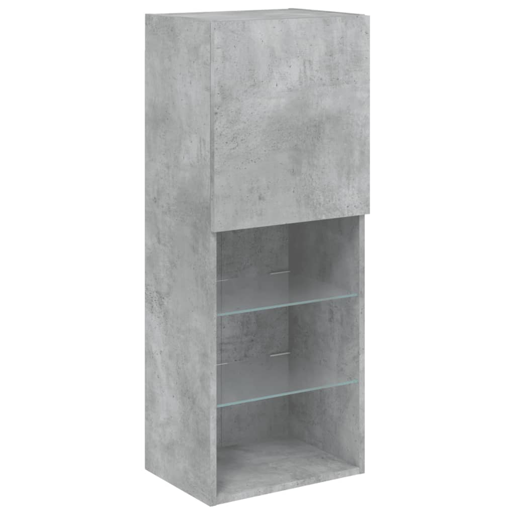 5 Piece TV Wall Units with LED Concrete Grey Engineered Wood