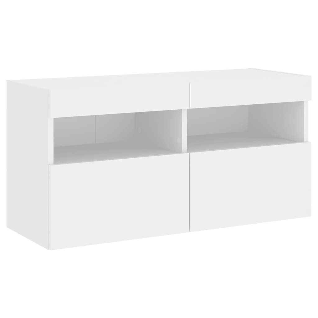 5 Piece TV Wall Units with LED White Engineered Wood